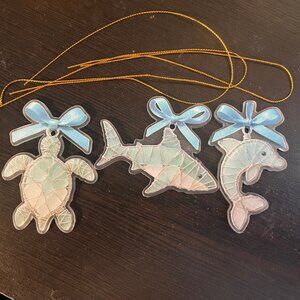 Handmade sea glass ocean ornaments